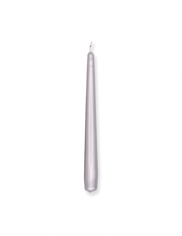 "Cereria Molla" kūginė žvakė sidabrinė 2,1 x 25 cm