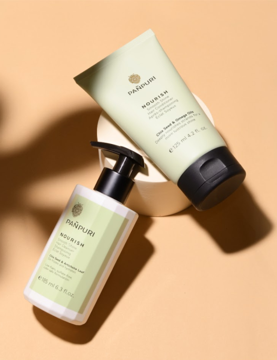 PANPURI švelnumo ir žvilgesio suteikiantis plaukų kondicionierius „Nourish“ 40 ml